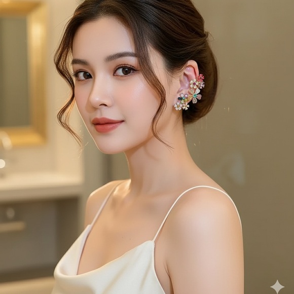 Last Chance! GORGEOUS! Sparkle Golden Floral Earrings - Picture 4 of 6